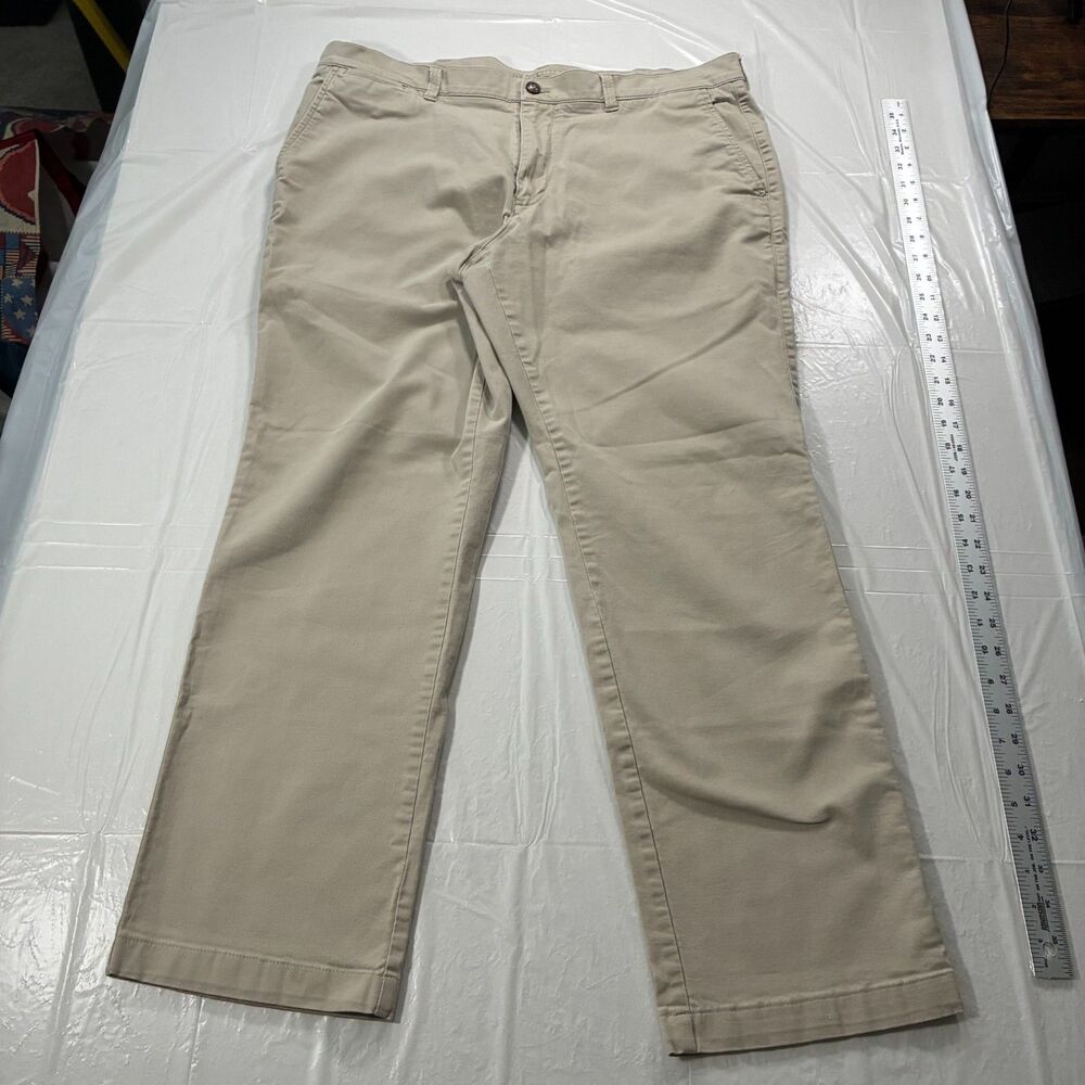 DUCK HEAD Pants Men's Khaki 37x30 Cotton Stretch Chino Flat Front Gold School